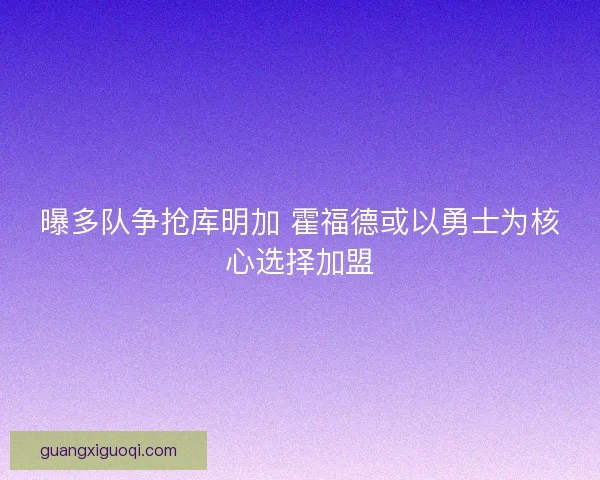 曝多队争抢库明加 霍福德或以勇士为核心选择加盟